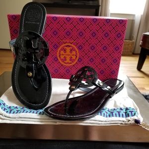 Tory Burch Black Patent Sandals -size 9